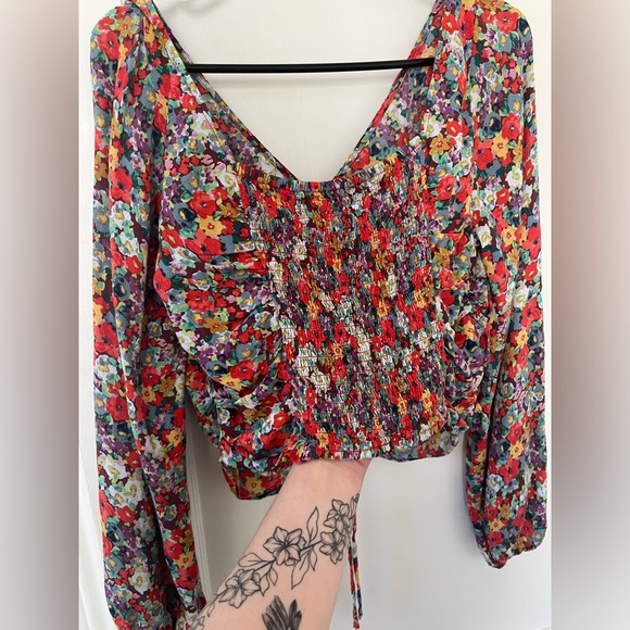 H&M Floral long sleeve crop top - Picture 4 of 6